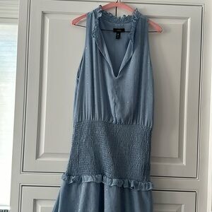 Aqua size small light blue with silver design mini dress